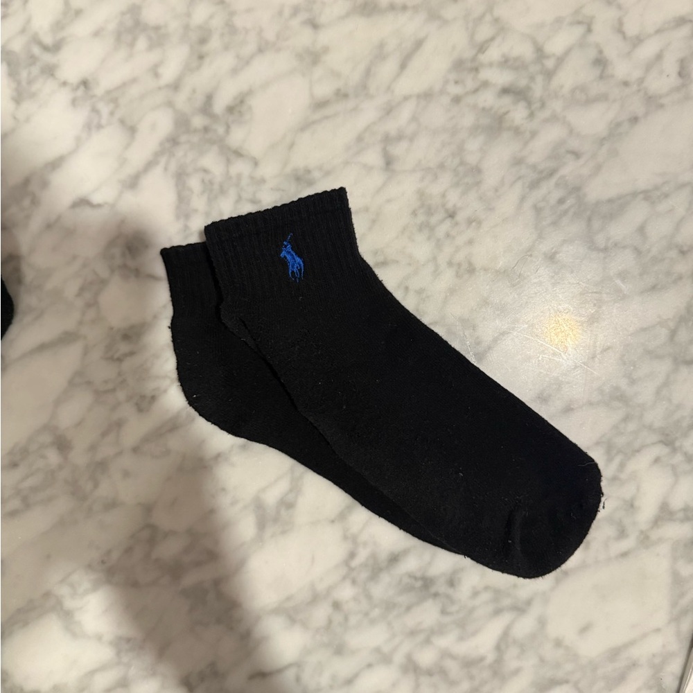 Polo  Black/ Blue Logo Ankle Socks